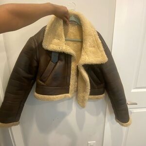 Zara Brown and Cream Teddy Jacket